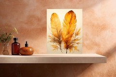 11×14 Mustard Feathers Canvas Print Wall Art