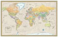 RMC 32″ x 50″ World Wall Map Mural Poster Classic Edition Earth Tone Wall Decor