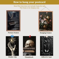 64 Pcs Dark Academia Decor Postcards, 4x6in Moody Dark Wall Collage Kit, Gothic