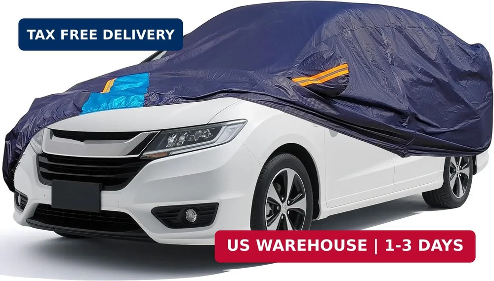 Car Cover Waterproof All Weather, 6 Layers Outdoor Full Exterior Cover Rain Sun