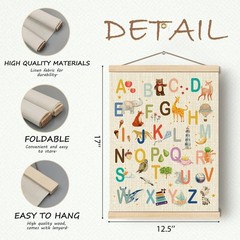 Animal Wooden Alphabet Poster, Cute Sign Number Poster Hanger Frame 12.5×17 I…