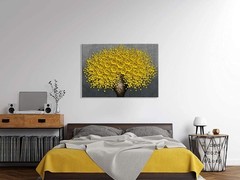 Stunning 3D Floral Oil Painting – Large Yellow Flowers for Living Room Walls
