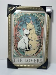 Sapna Shah Framed Wall Art feral Cats “The Lovers” Home Decor 18’ x 12’