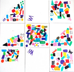 Abstract Modular Canvas Wall Art – 9 Hand Painted 4×4 Mini Geometric Panels Rear
