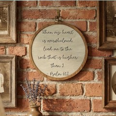 Christian Bible Verse Round Framed Wall Art, Psalm 61:2 Scripture Religious W…