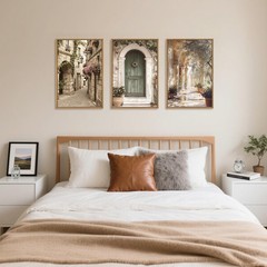 DRACIT European Flower Street Framed Canvas Wall Art Set,Natural Architecture…