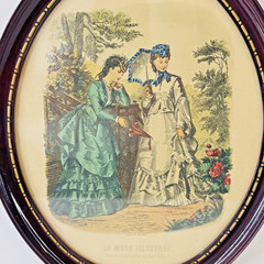 Pair of Vintage La Mode Illustree Prints Oval Plastic Frames Glass Fashion 11″