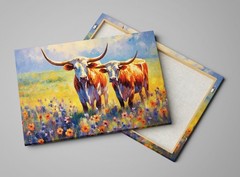 Texas Longhorns Canvas Large Western Decor Wall Art Print Living Room Decor