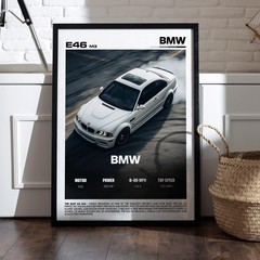 BMW E46 M3 Poster German Sports Car Wall Art Classic M3 Coupe Print Decor