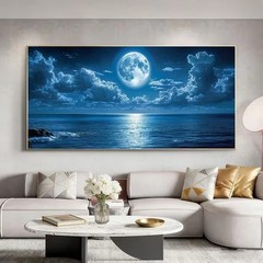 Abstract Ocean & Moon Wall Art Canvas Painting Canvas Mural Home Decor Picture