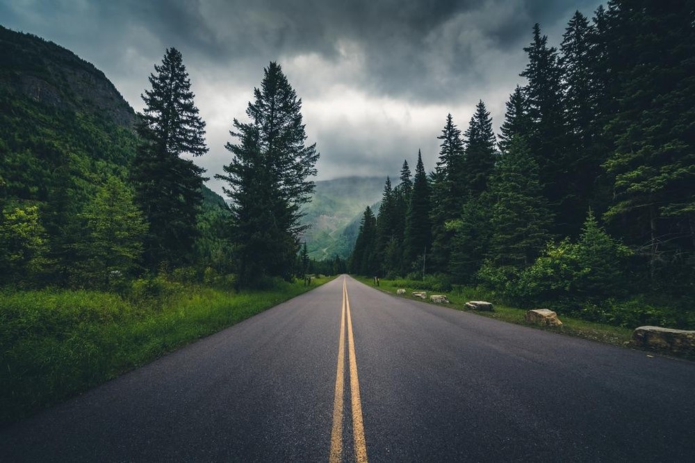 Empty Driving Road Through Mountain Forest Landscape Photo Poster 36×24