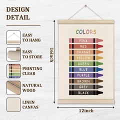 Colors Shapes Posters Hanger Frame, Educational Posters for , Set of 2 Montes…
