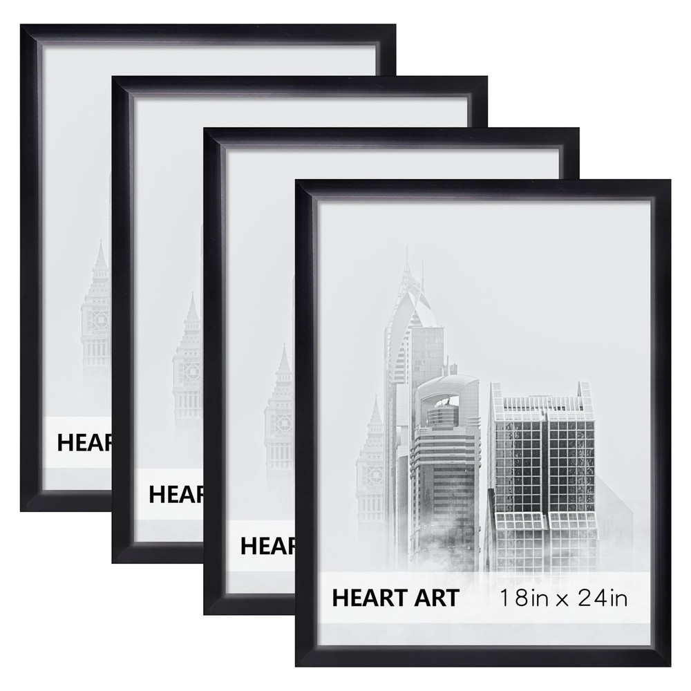 HEART ART 18×24 Frame 4 Pack,18 x 24 Poster without 18×24-4 pack, Black