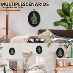 Fern Wall Art Oval Frame Dark Cottagecore Botanical Decor Canvas 8.5×11.5in