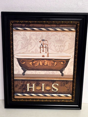 HIS & HERS 3D 2 pc SET by LISA AUDIT 2010 Bathroom Prints FRAMED (14″ x 17″)