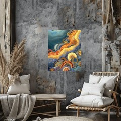 16×20 Abstract Coral Coast Canvas Print Wall Art
