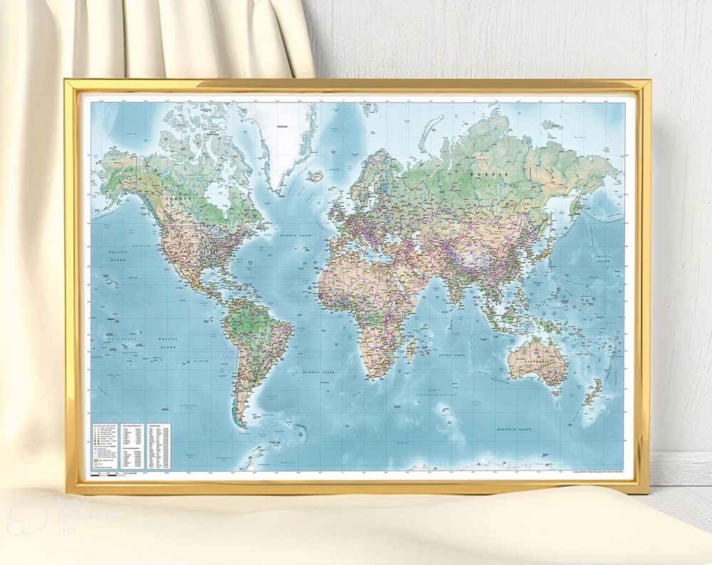 Classic World Map Poster Premium Quality Choose your Size
