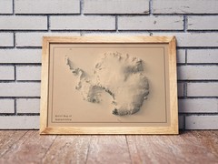 Antarctica Map, Antarctica 2D Relief Map, Antarctica Vintage Map – 2D Flat