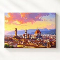 Florence Sunset Canvas Romantic Duomo & Renaissance Cityscape Art Wall Art