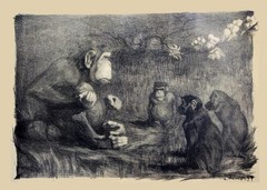 The Judgment of Paris (Monkeys) by Paul Jouve – Vintage French Animalier Print