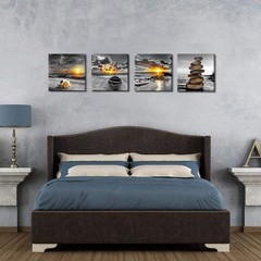 Black and White Gold Wall Decor Sea Sunset Beach Wall Art Seascape Zen Painti…