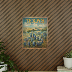 TEXAS BLUEBONNET Wall Art, Retro Botanical Home Decor, State Flower Poster Print