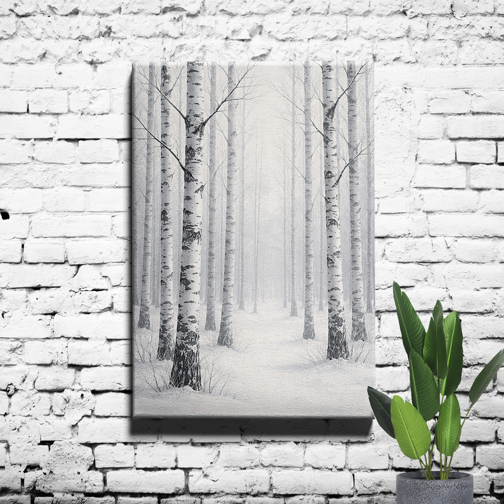 Black White Birch Trees Minimalist Nordic Unframed Canvas Print