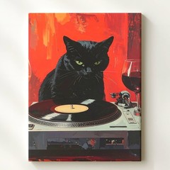 Vinyl Vibes Cat Canvas Retro Dj Black Cat With Wine Some Moods Spin Smooth And