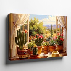 Wall Art Canvas a Cozy Still Life Painting Seen from a Window Ledge Several