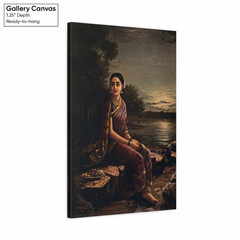 Raja Ravi Varma Radha in the Moonlight Wall Art Print on Canvas & Poster