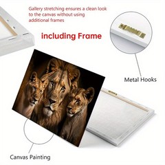 Canvas Art Lion Family Wildlife Dark Portrait Wall Decor