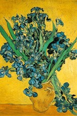Vincent Van Gogh Vase With Irises Poster 1880s Flowers Against A Yellow Backgrou