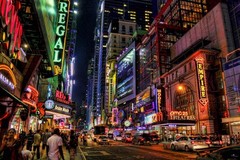 Times Square Theater District New York City Neon at Night Photo Photograph Cool