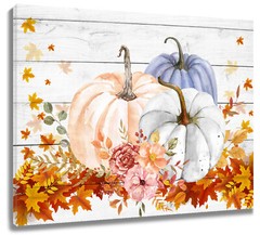 Maple Leaf Fall Pumpkin Canvas Wall Art Decor For Living Room Bedroom 10×8 Inch