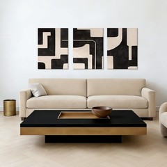 3 Pcs Black and White Abstract Wall Art Modern Minimalist Geometric Framed Ca…