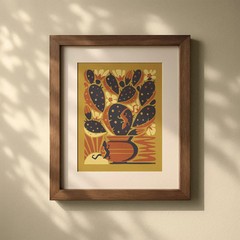 DKNG Nopal Bloom Art Print (11″ x 14″ Potted Prickly Pear Silkscreen Poster)