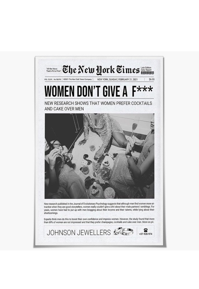 “Woman Don’t give a F***” Funny Canvas Poster Print Unframed 12×18 Inches