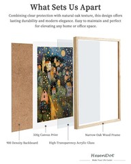 Natural OAK Wood Frame Wall Art,12x16in Gustav Klimt Style Moon Stars Tree Ca…