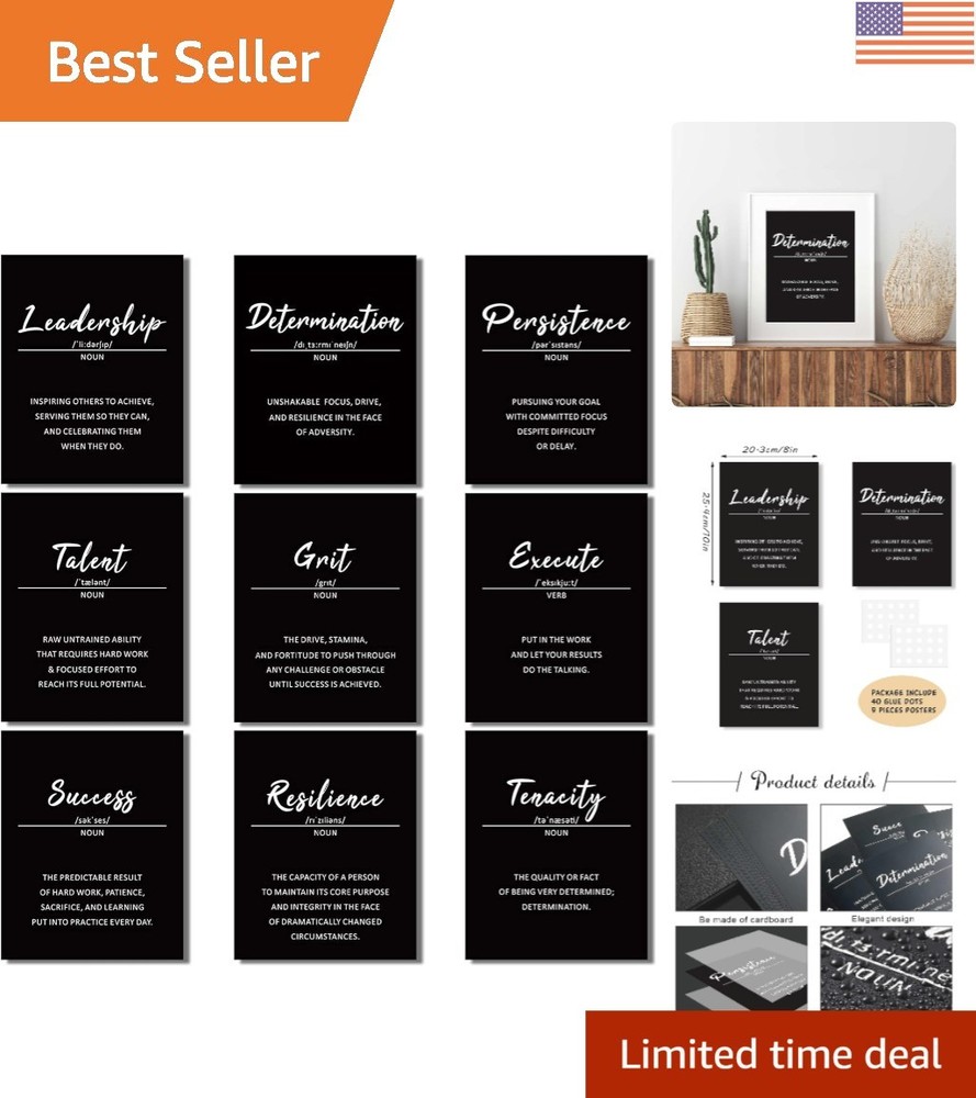 Versatile 9-Piece Positive Wall Art Set – Motivational Quotes for Teens & Adults