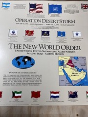 1991 Map Poster Operation Desert Storm Graphic Military Defense War Flags Order