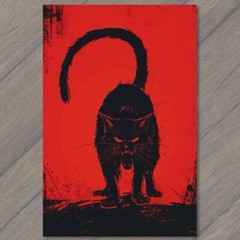 Art Print Black Cat Angry Weird Creepy Pet Unusual Cute Scary Strange Fun Fangs