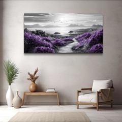 Large Purple Flowers Canvas Art for Living Room & Office Decor 30×60 In