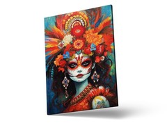 Day Of The Dead Art Print Sugar Skull Floral Canvas Wall Art Living Room Decor