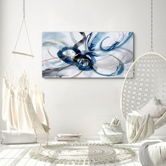 Abstract Wall Art – Blue and White Pictures Wall Decor Living Room Canvas Art…