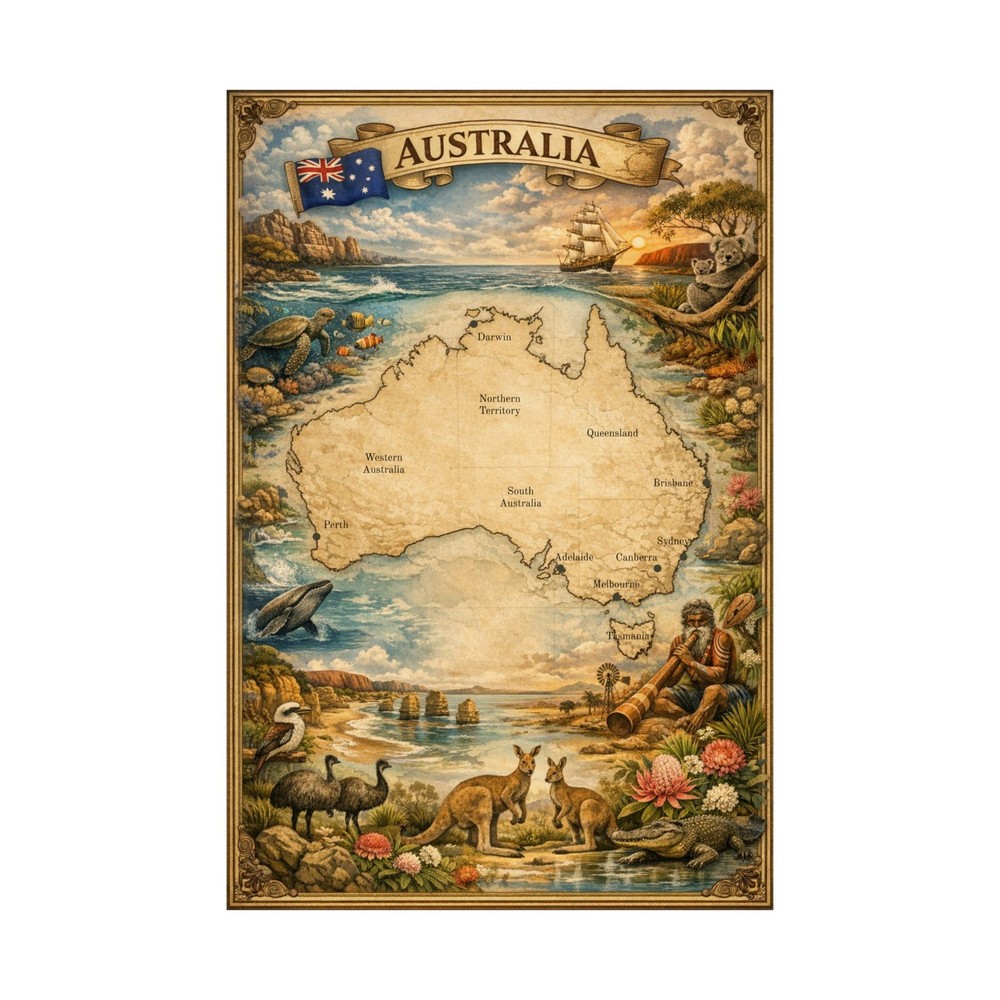 Australia Watercolor Poster | Travel Print