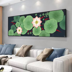 Panoramic Abstract Minimalist Mint-Green & Burgundy Canvas Wall Art Home Decor