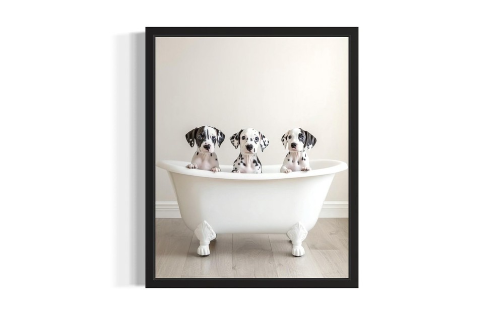Dalmation in Bathtub Wall Art Print Poster, Dog Lover 14″L x 11″W,