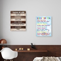 God’s Rules Bible Posters for Kids – 12×15 Canvas Wall Decor