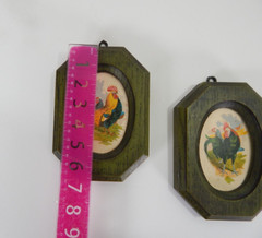 Wall Décor Pictures Rooster/Hen Plastic Faux Wood Frame 7×5
