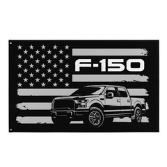 F150 Wall Banner Ford Truck American Flag Silhouette Garage Decor 3×5 ft